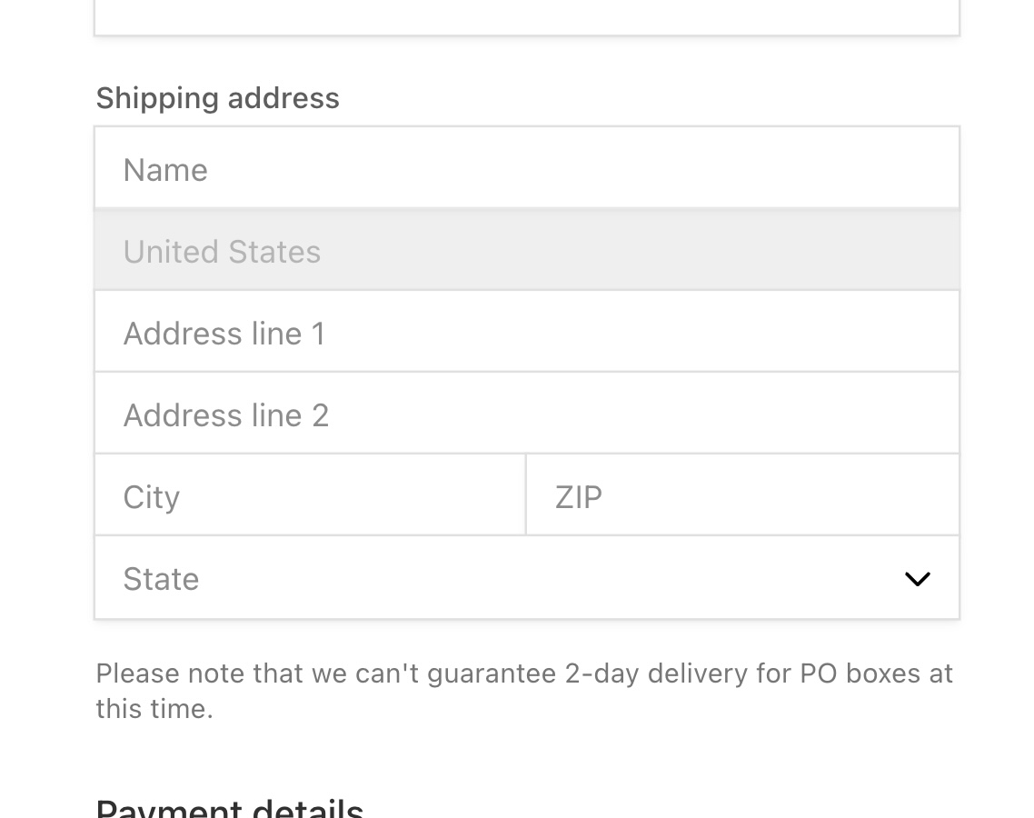 Custom text near shipping address collection