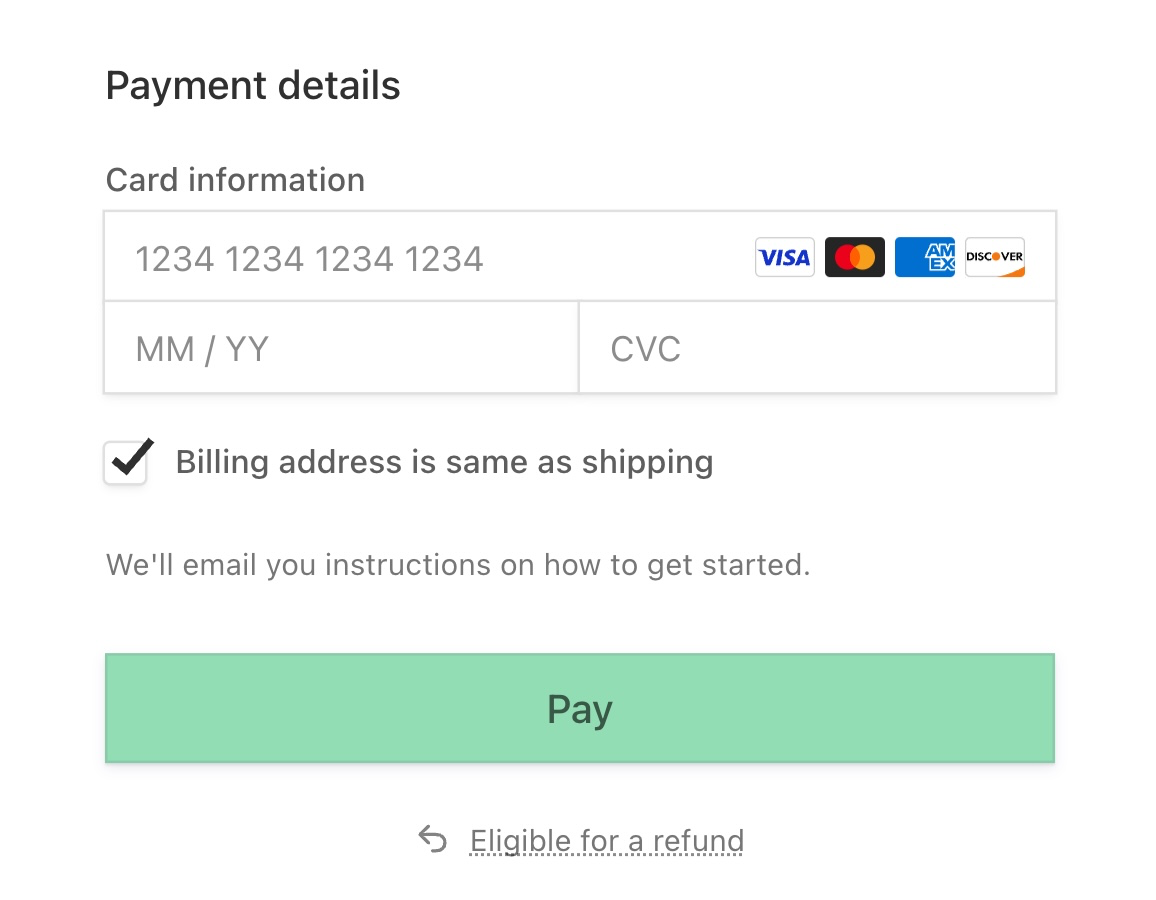 Custom text near the pay button